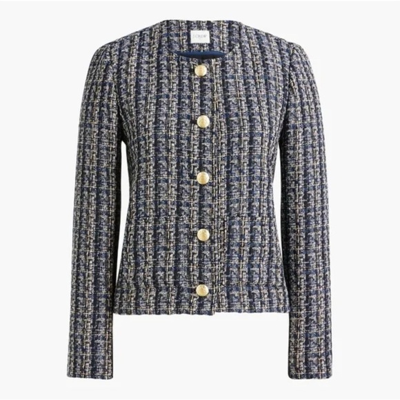J. Crew Jackets & Blazers - J. Crew Tweed Lady Jacket Blazer Women's 4 Long Sleeve Button Front BS926 NWT